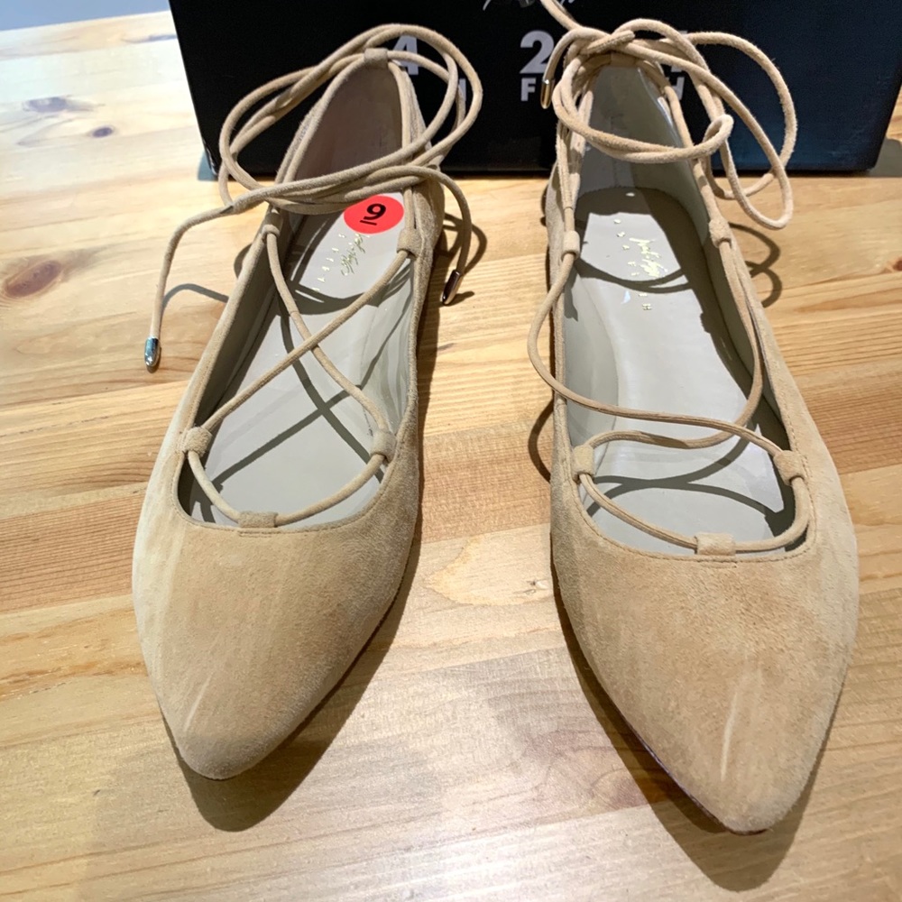 NEW 424 FIFTHS NORDSTROMS SUEDE LACE-UP BALLET FLATS